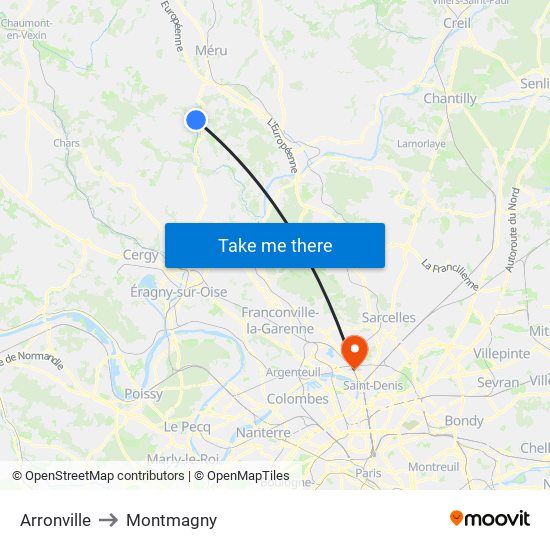 Arronville to Montmagny map