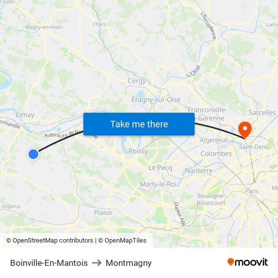 Boinville-En-Mantois to Montmagny map