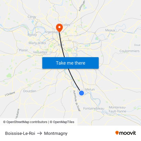 Boissise-Le-Roi to Montmagny map