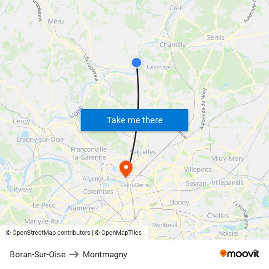 Boran-Sur-Oise to Montmagny map