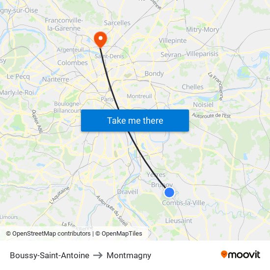 Boussy-Saint-Antoine to Montmagny map