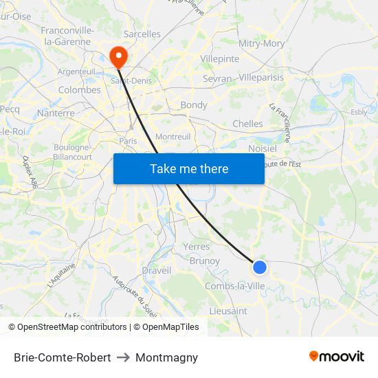 Brie-Comte-Robert to Montmagny map