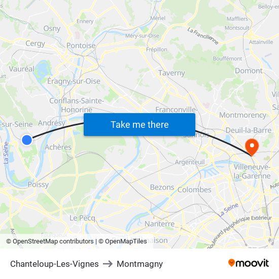Chanteloup-Les-Vignes to Montmagny map