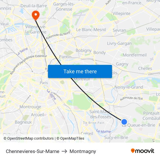 Chennevieres-Sur-Marne to Montmagny map