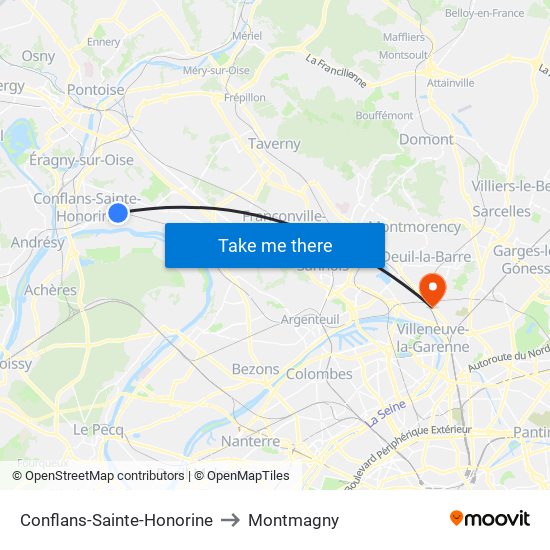 Conflans-Sainte-Honorine to Montmagny map