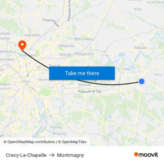 Crecy-La-Chapelle to Montmagny map