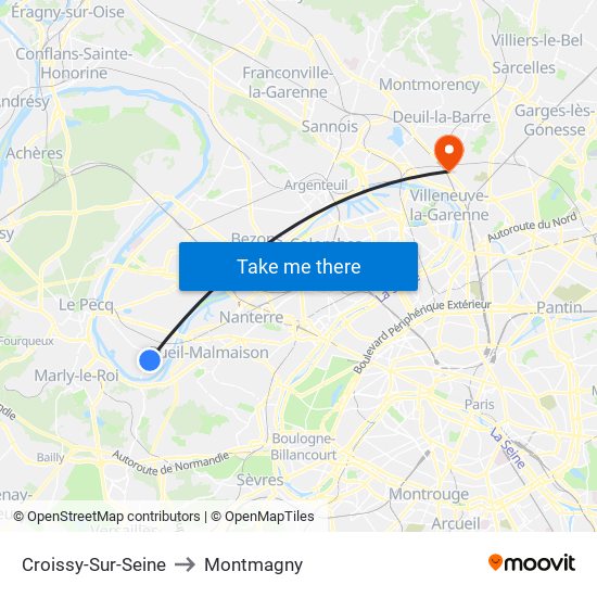 Croissy-Sur-Seine to Montmagny map