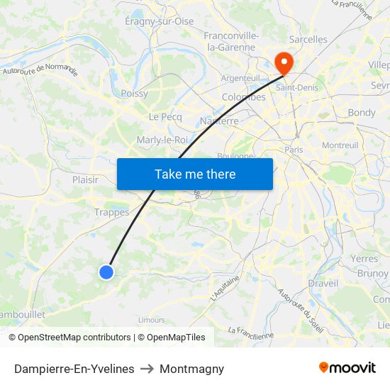 Dampierre-En-Yvelines to Montmagny map