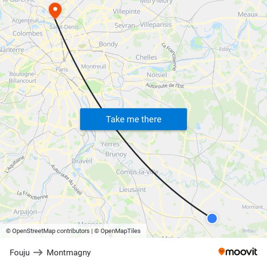 Fouju to Montmagny map