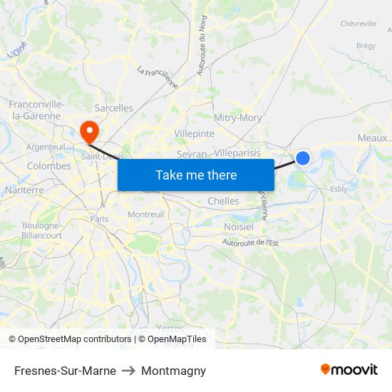 Fresnes-Sur-Marne to Montmagny map