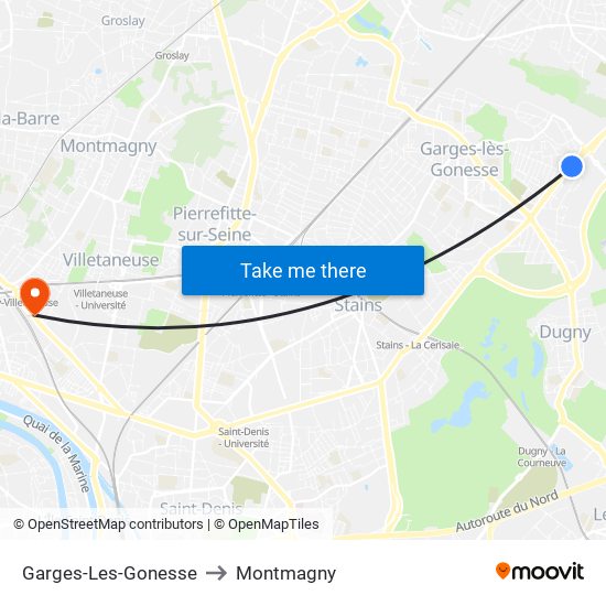 Garges-Les-Gonesse to Montmagny map