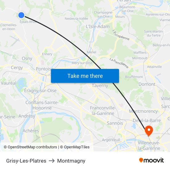 Grisy-Les-Platres to Montmagny map
