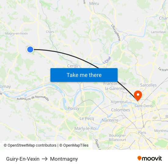 Guiry-En-Vexin to Montmagny map