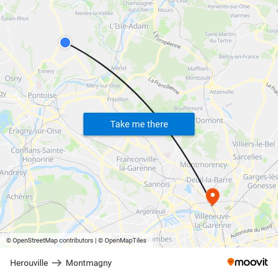 Herouville to Montmagny map