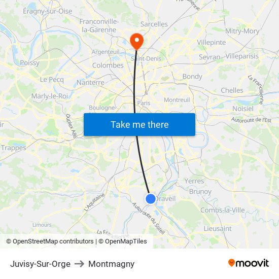 Juvisy-Sur-Orge to Montmagny map