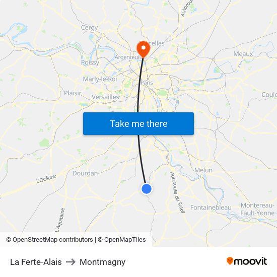 La Ferte-Alais to Montmagny map