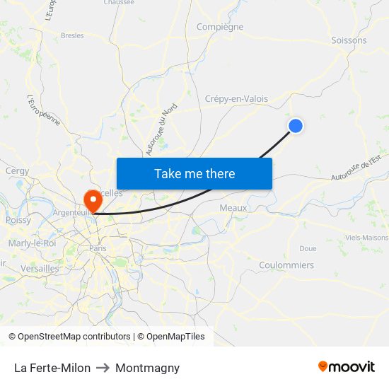 La Ferte-Milon to Montmagny map