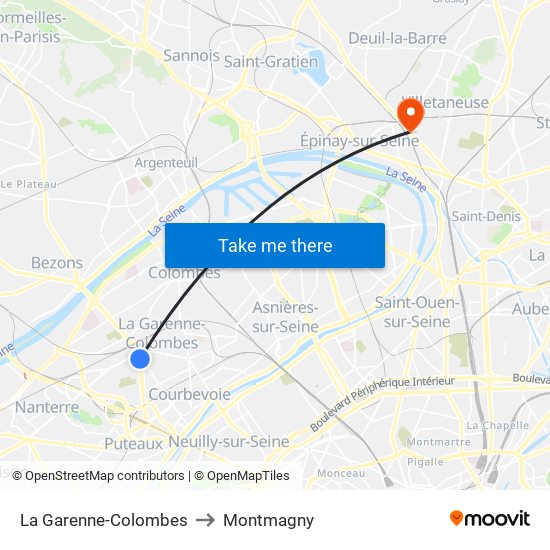 La Garenne-Colombes to Montmagny map