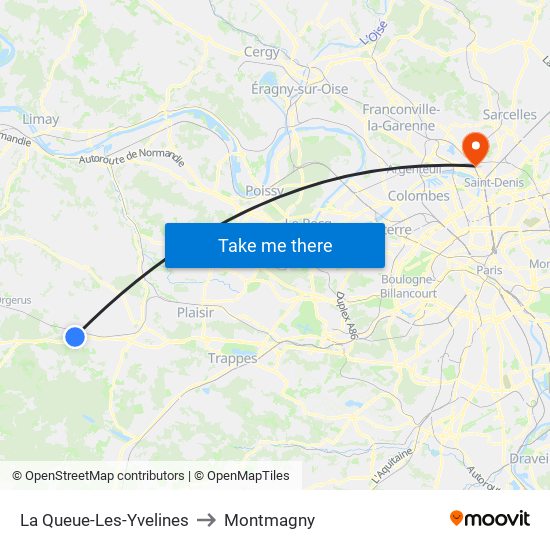 La Queue-Les-Yvelines to Montmagny map