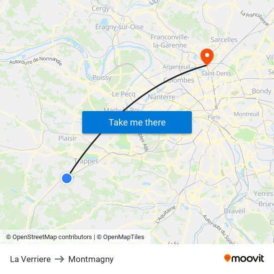 La Verriere to Montmagny map