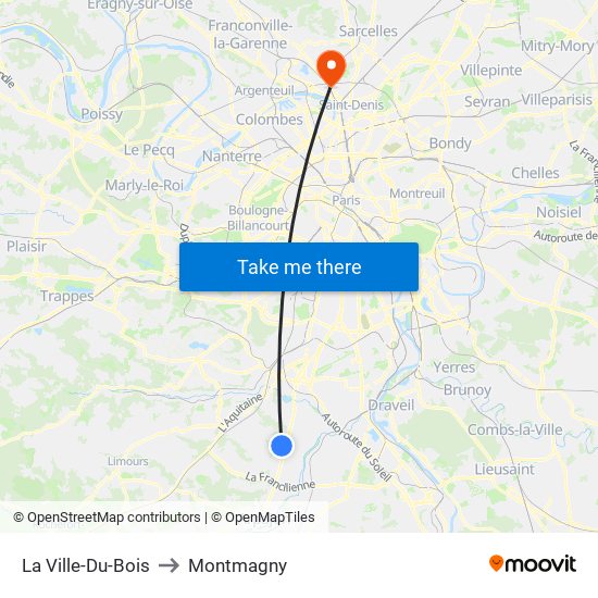 La Ville-Du-Bois to Montmagny map