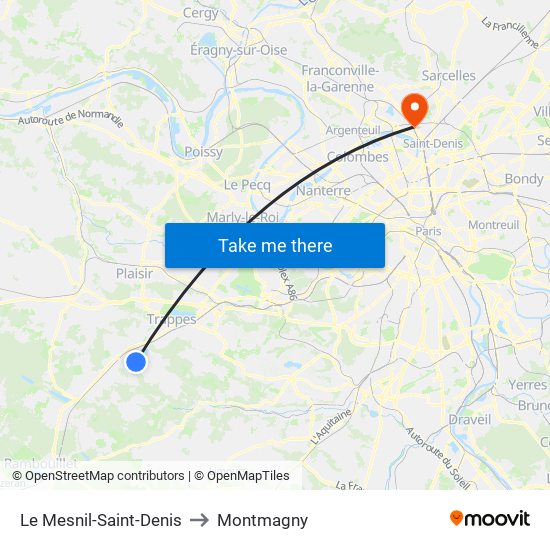 Le Mesnil-Saint-Denis to Montmagny map