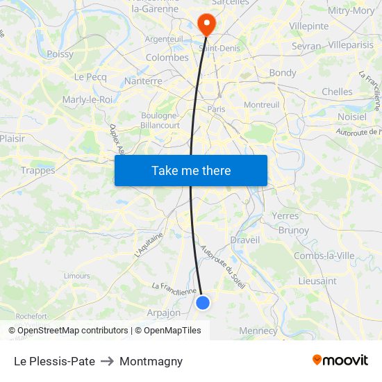 Le Plessis-Pate to Montmagny map