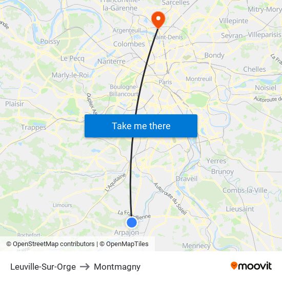 Leuville-Sur-Orge to Montmagny map