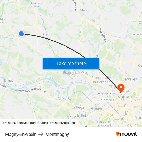 Magny-En-Vexin to Montmagny map