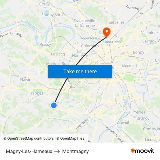 Magny-Les-Hameaux to Montmagny map