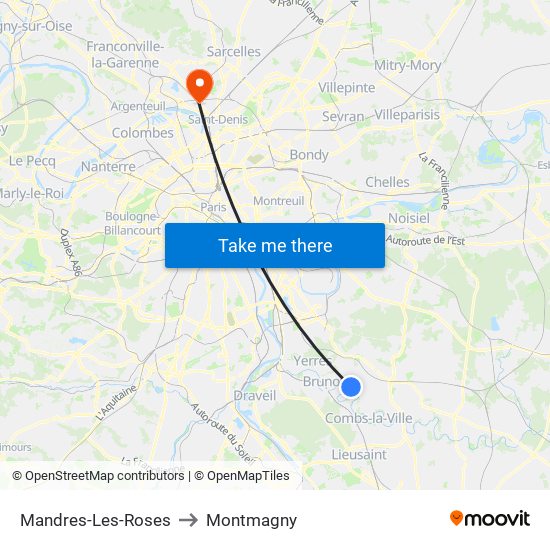 Mandres-Les-Roses to Montmagny map