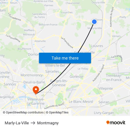 Marly-La-Ville to Montmagny map