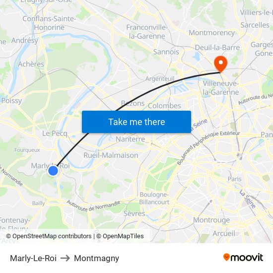 Marly-Le-Roi to Montmagny map