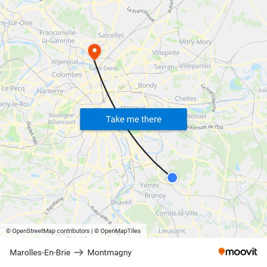 Marolles-En-Brie to Montmagny map