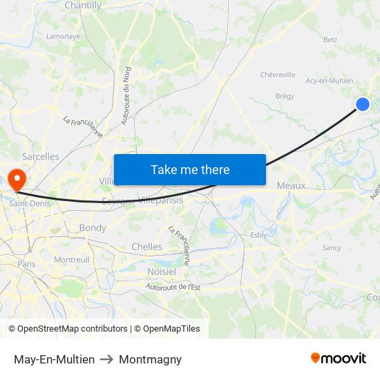 May-En-Multien to Montmagny map
