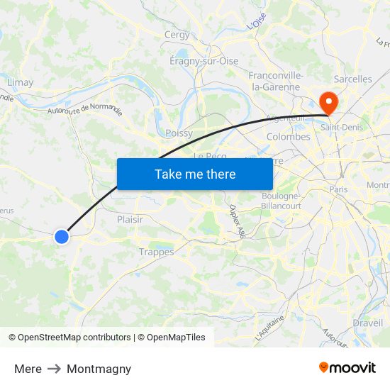 Mere to Montmagny map