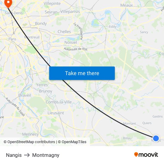 Nangis to Montmagny map