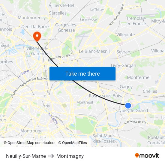 Neuilly-Sur-Marne to Montmagny map