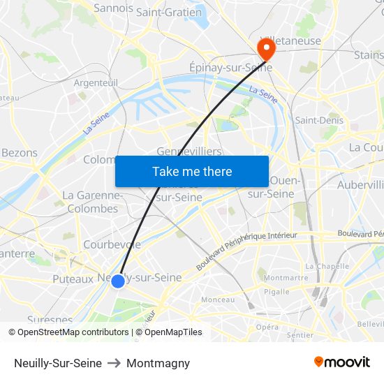 Neuilly-Sur-Seine to Montmagny map
