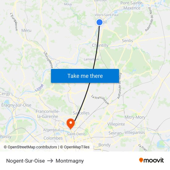Nogent-Sur-Oise to Montmagny map