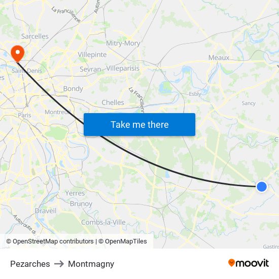 Pezarches to Montmagny map