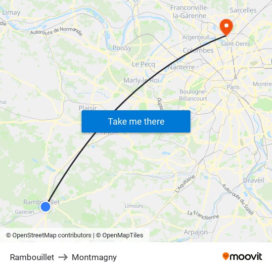 Rambouillet to Montmagny map