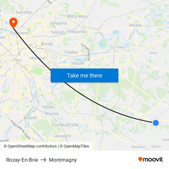 Rozay-En-Brie to Montmagny map