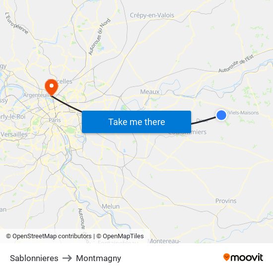 Sablonnieres to Montmagny map