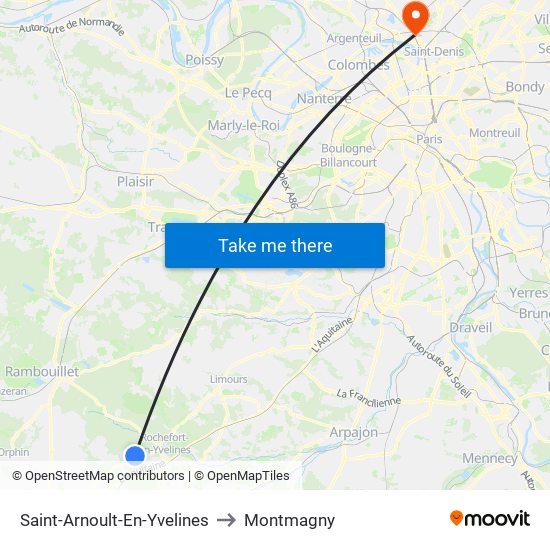 Saint-Arnoult-En-Yvelines to Montmagny map