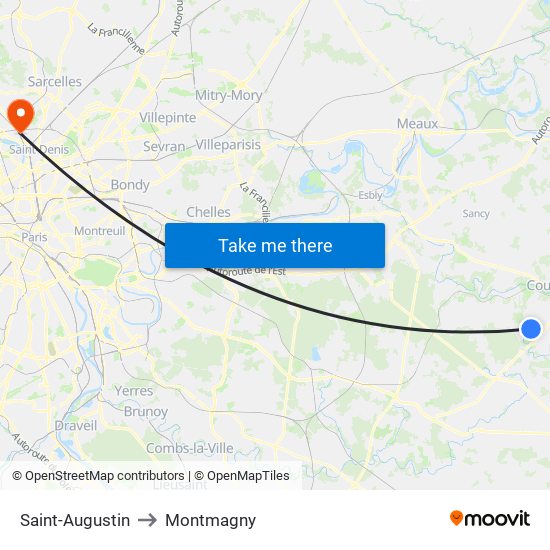 Saint-Augustin to Montmagny map