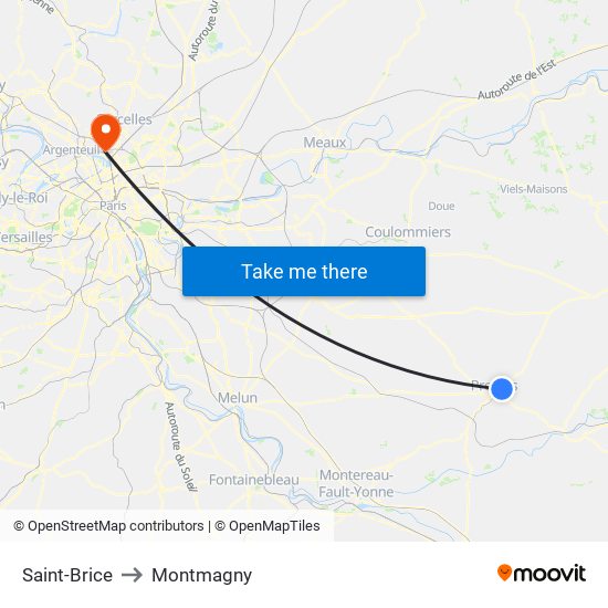 Saint-Brice to Montmagny map