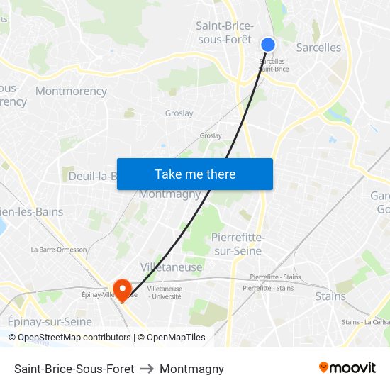 Saint-Brice-Sous-Foret to Montmagny map