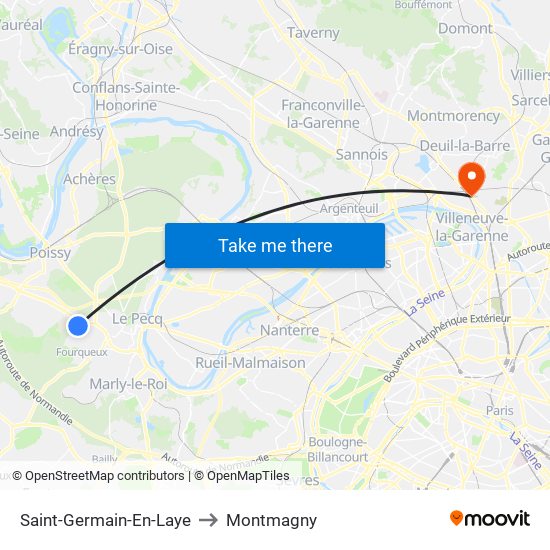 Saint-Germain-En-Laye to Montmagny map