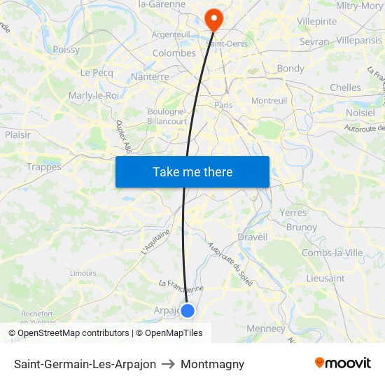Saint-Germain-Les-Arpajon to Montmagny map